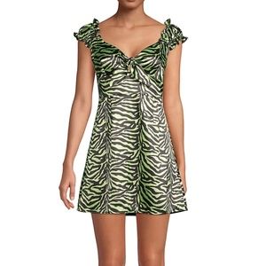 Green & black animal print mini dress made in UK NWT